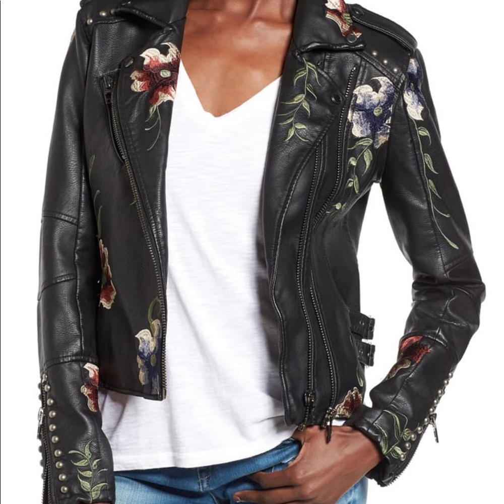 Blank NYC floral leather jacket